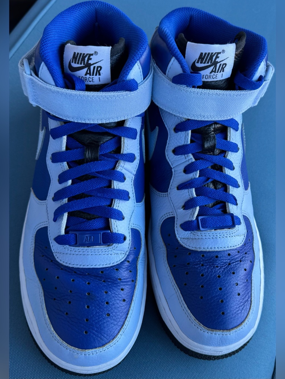Nike Air Force 1 Mid Custom Blue Leather Canvas W10/M8.5 EUC